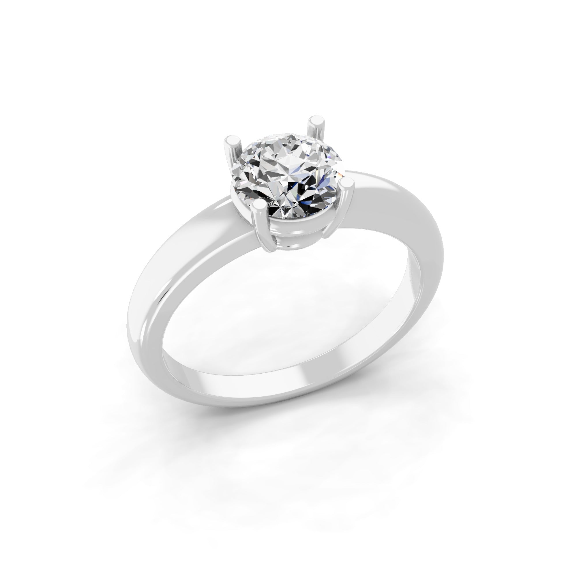 Solitaire Lab Grown Round Cut Diamond Ring 1.00Ct 14K Fine Gold