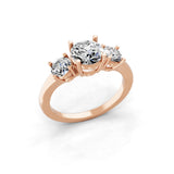 14K Fine Gold Three Stone Lab Grown Diamond 1.70Ct Engagement Ring