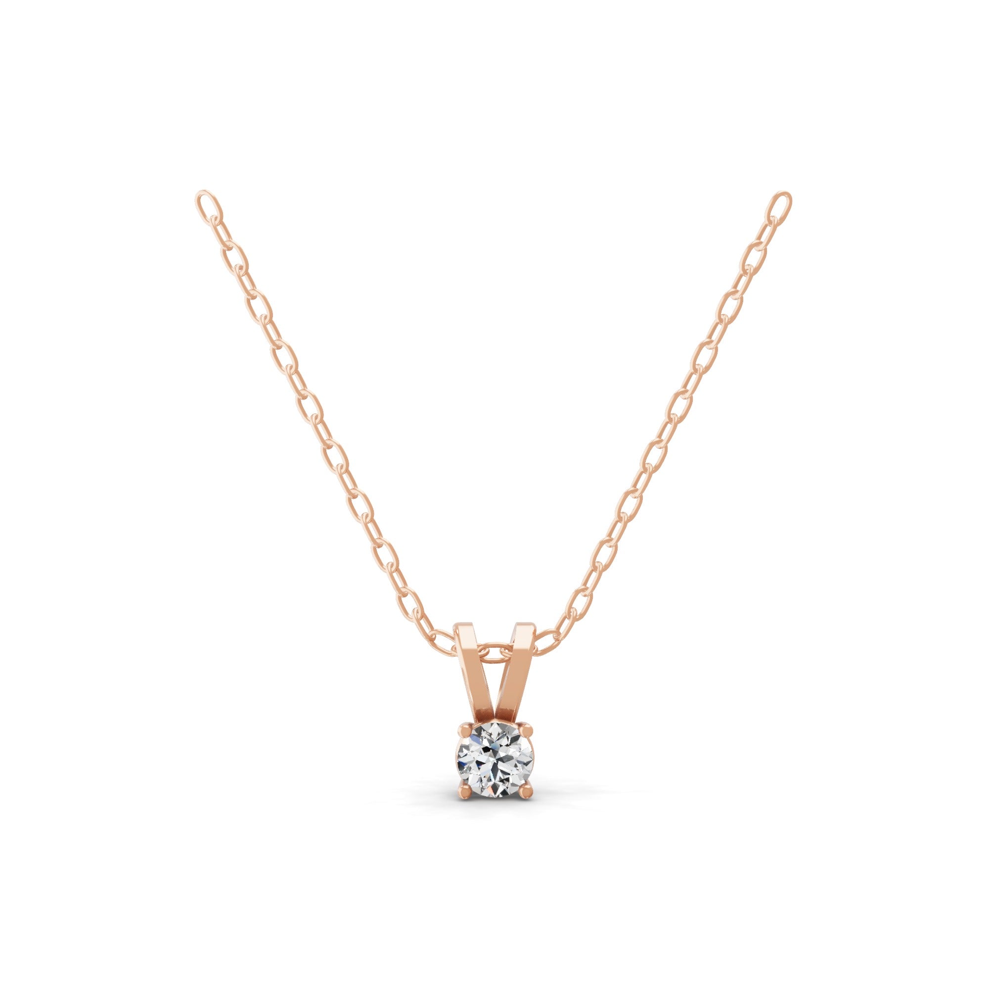 0.25Ct Round Cut Lab Grown Diamond Solitaire Pendant 14K Fine Gold Necklace