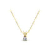 0.25Ct Round Cut Lab Grown Diamond Solitaire Pendant 14K Fine Gold Necklace