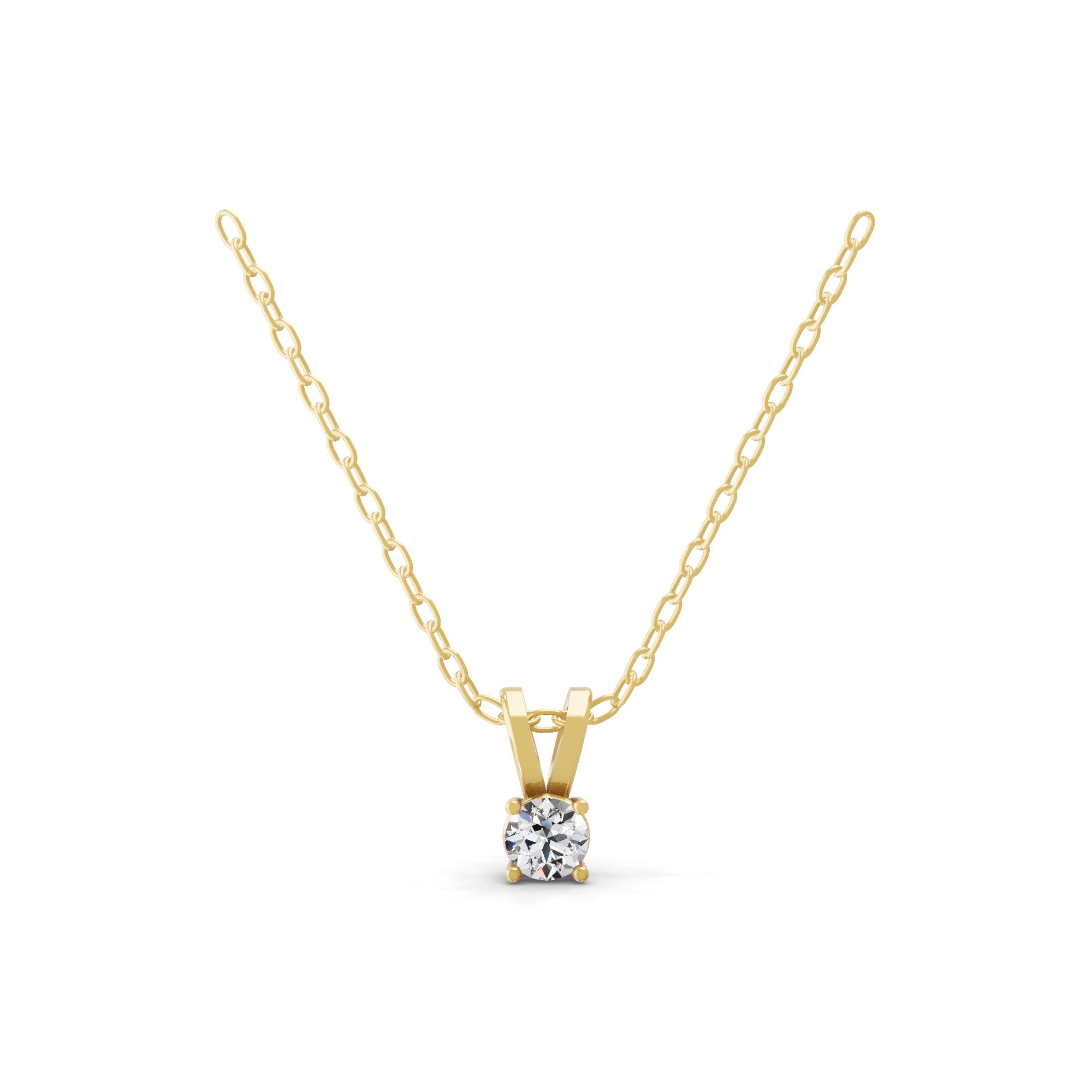 0.25Ct Round Cut Lab Grown Diamond Solitaire Pendant 14K Fine Gold Necklace