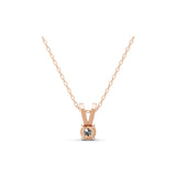 14K Fine Gold Solitaire Lab Grown Round Diamond Pendant Necklace 0.76Ct