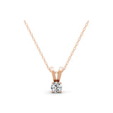 14K Fine Gold Solitaire Lab Grown Round Diamond Pendant Necklace 0.76Ct