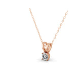 14K Fine Gold Solitaire Lab Grown Round Diamond Pendant Necklace 0.76Ct