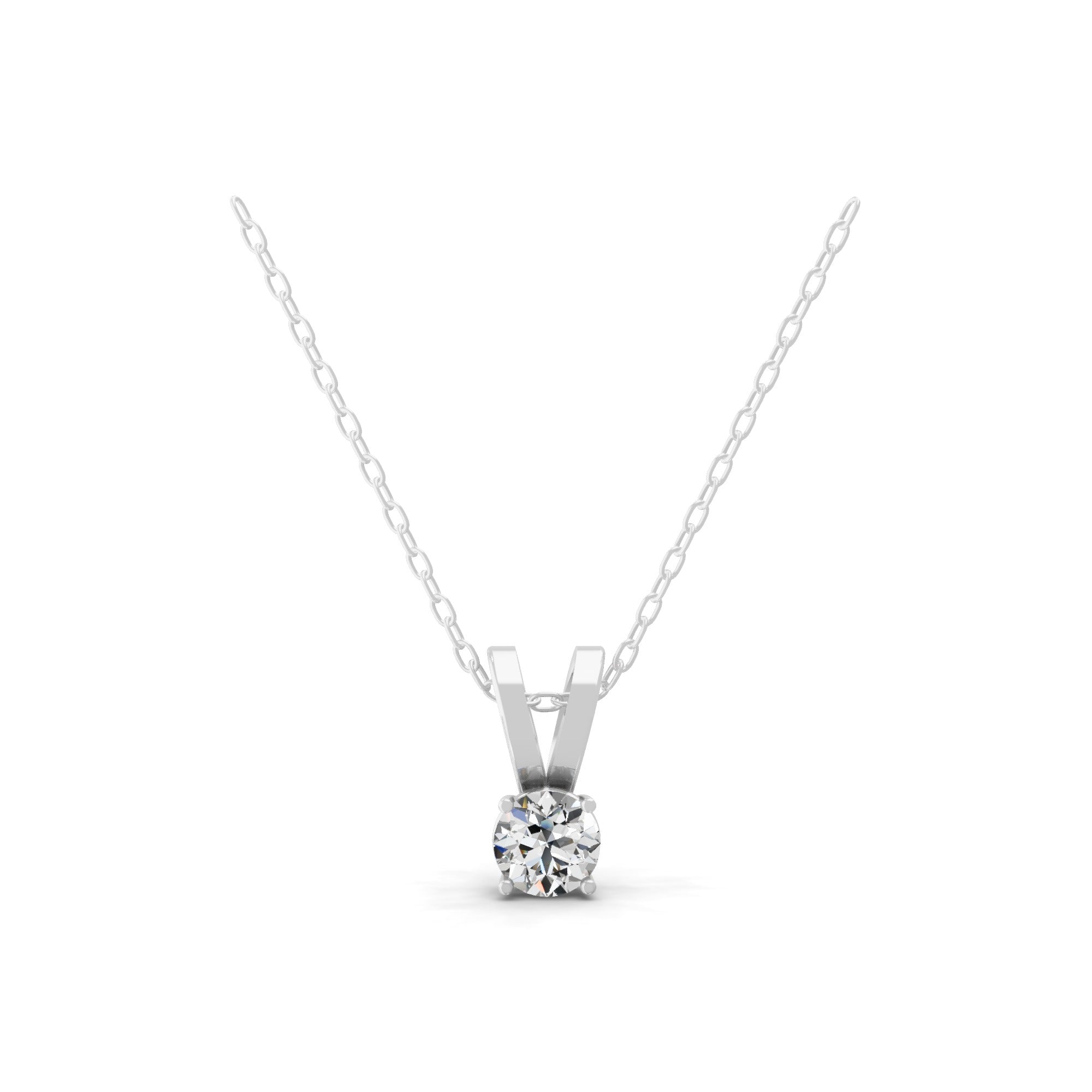 14K Fine Gold Solitaire Lab Grown Round Diamond Pendant Necklace 0.76Ct