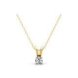 14K Fine Gold Solitaire Lab Grown Round Diamond Pendant Necklace 0.76Ct