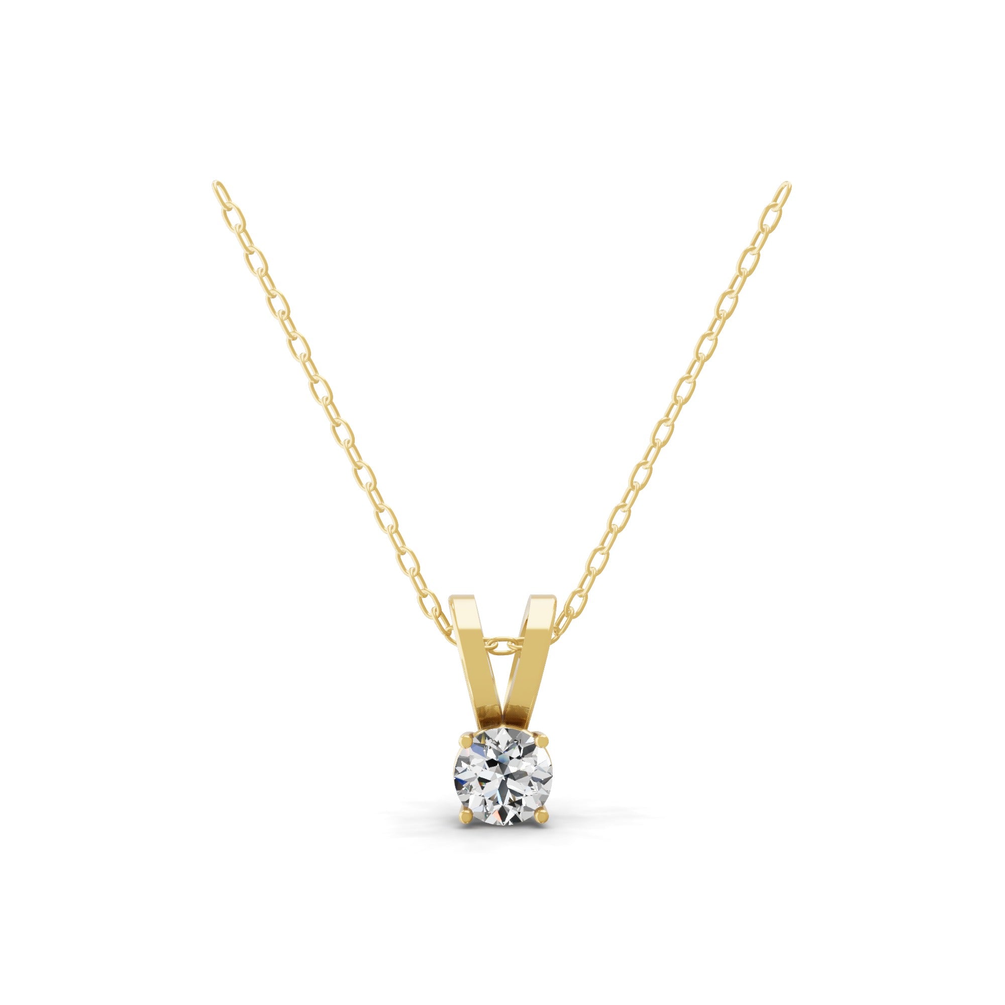 14K Fine Gold Solitaire Lab Grown Round Diamond Pendant Necklace 0.76Ct