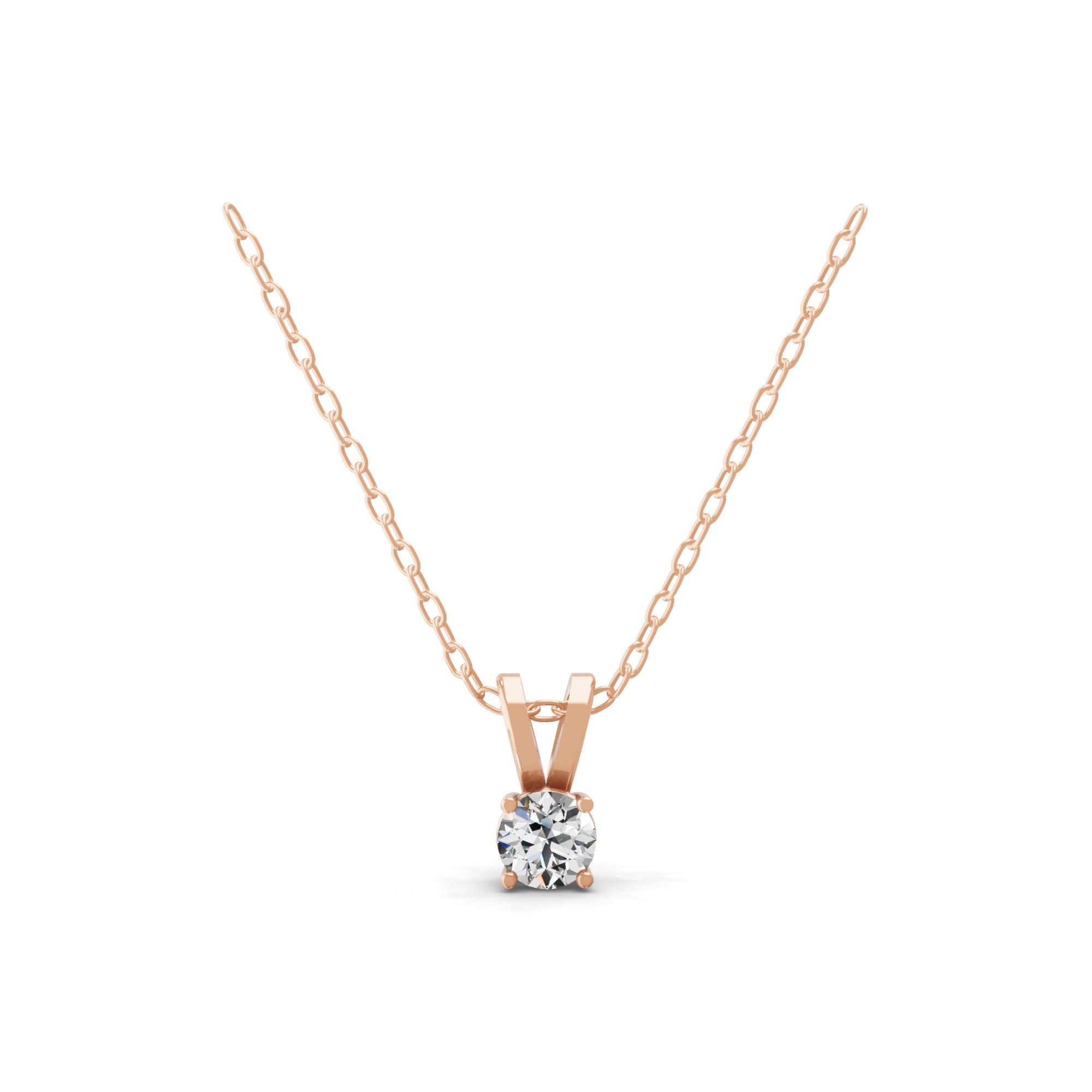 Lab Grown Round Cut Diamond 0.50Ct 14K Gold Solitaire Pendant Necklace