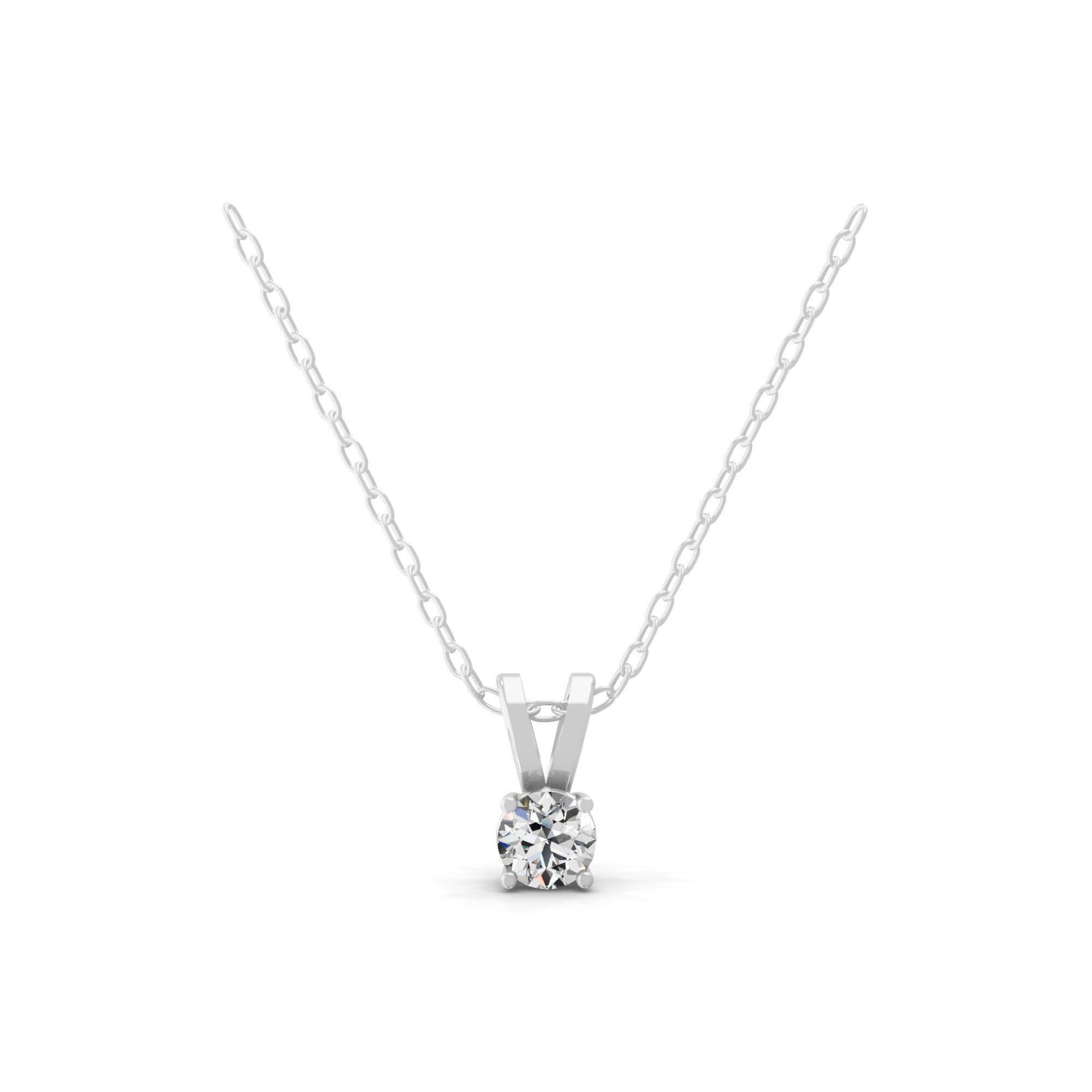Lab Grown Round Cut Diamond 0.50Ct 14K Gold Solitaire Pendant Necklace