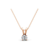 Solitaire 1.00Ct Round Cut Lab Grown Diamond Pendant 14K Fine Gold Necklace
