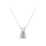 Solitaire 1.00Ct Round Cut Lab Grown Diamond Pendant 14K Fine Gold Necklace