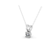 Solitaire 1.00Ct Round Cut Lab Grown Diamond Pendant 14K Fine Gold Necklace