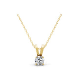 Solitaire 1.00Ct Round Cut Lab Grown Diamond Pendant 14K Fine Gold Necklace