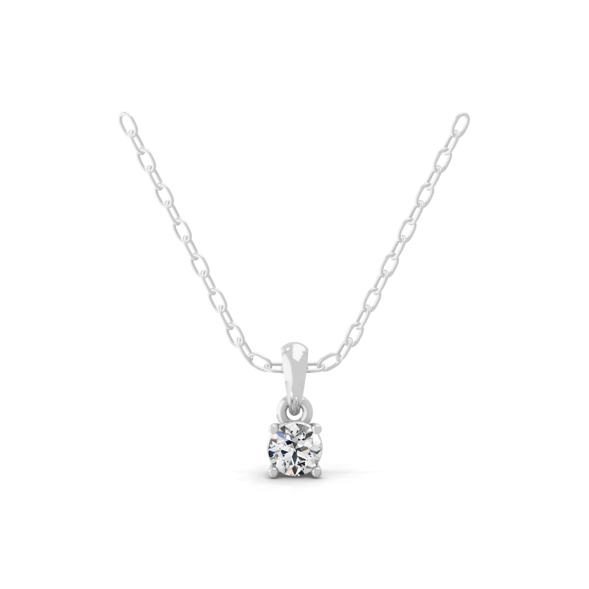 0.25Ct Round Cut Lab Grown Diamond Solitaire Pendant 14K Fine Gold Necklace