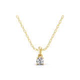 0.25Ct Round Cut Lab Grown Diamond Solitaire Pendant 14K Fine Gold Necklace