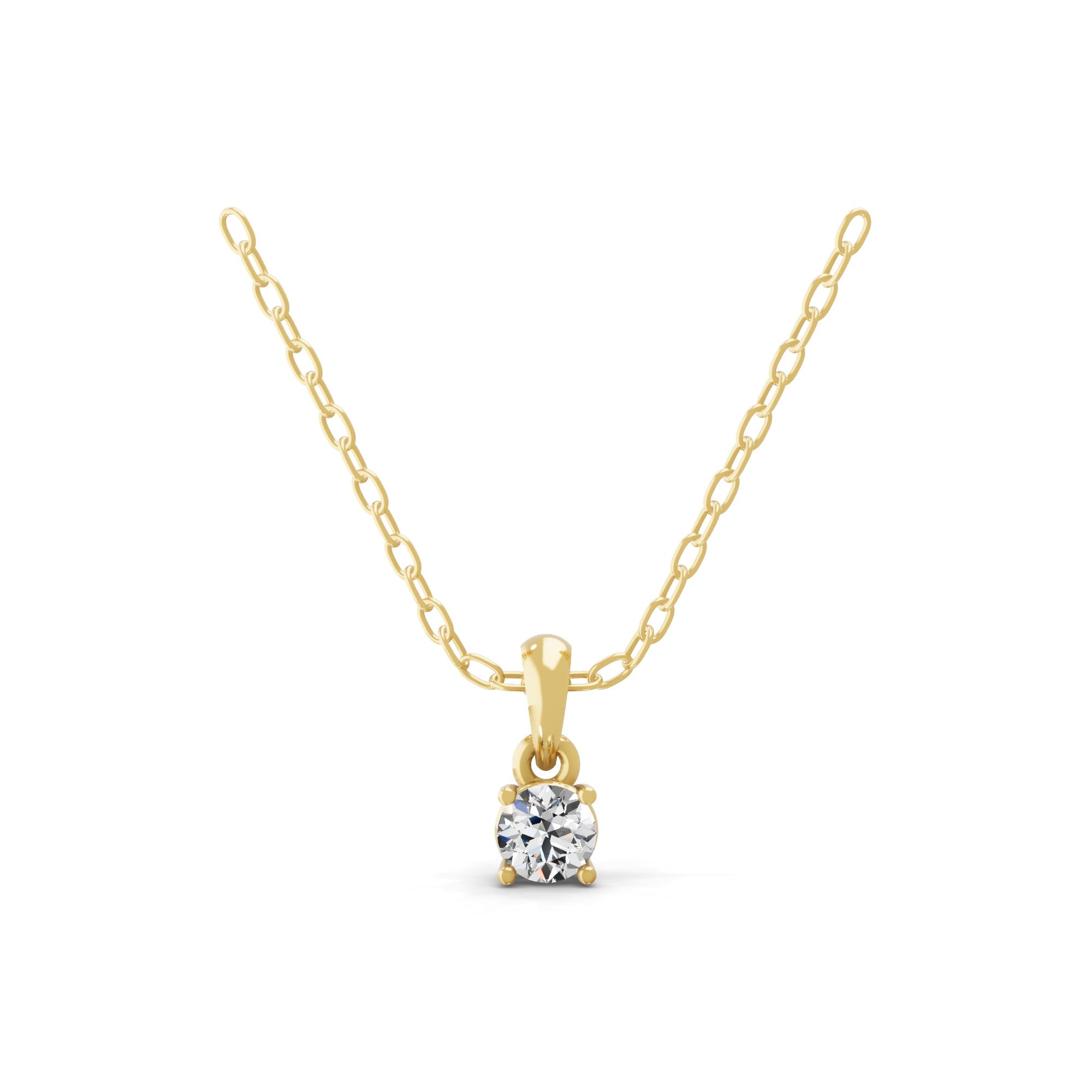 0.25Ct Round Cut Lab Grown Diamond Solitaire Pendant 14K Fine Gold Necklace