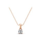 14K Fine Gold Solitaire Lab Grown Round Diamond Pendant Necklace 0.76Ct