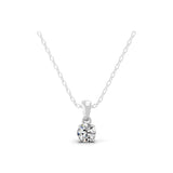 14K Fine Gold Solitaire Lab Grown Round Diamond Pendant Necklace 0.76Ct