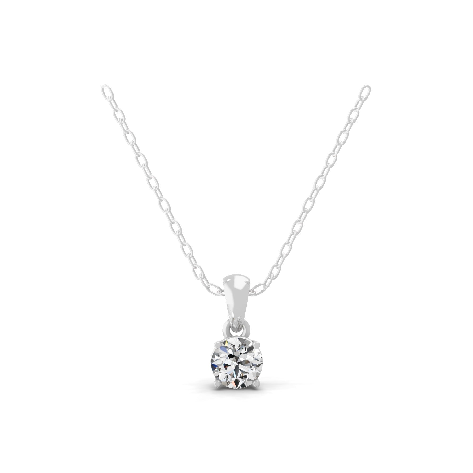 14K Fine Gold Solitaire Lab Grown Round Diamond Pendant Necklace 0.76Ct