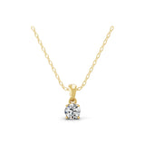 14K Fine Gold Solitaire Lab Grown Round Diamond Pendant Necklace 0.76Ct