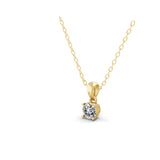 14K Fine Gold Solitaire Lab Grown Round Diamond Pendant Necklace 0.76Ct
