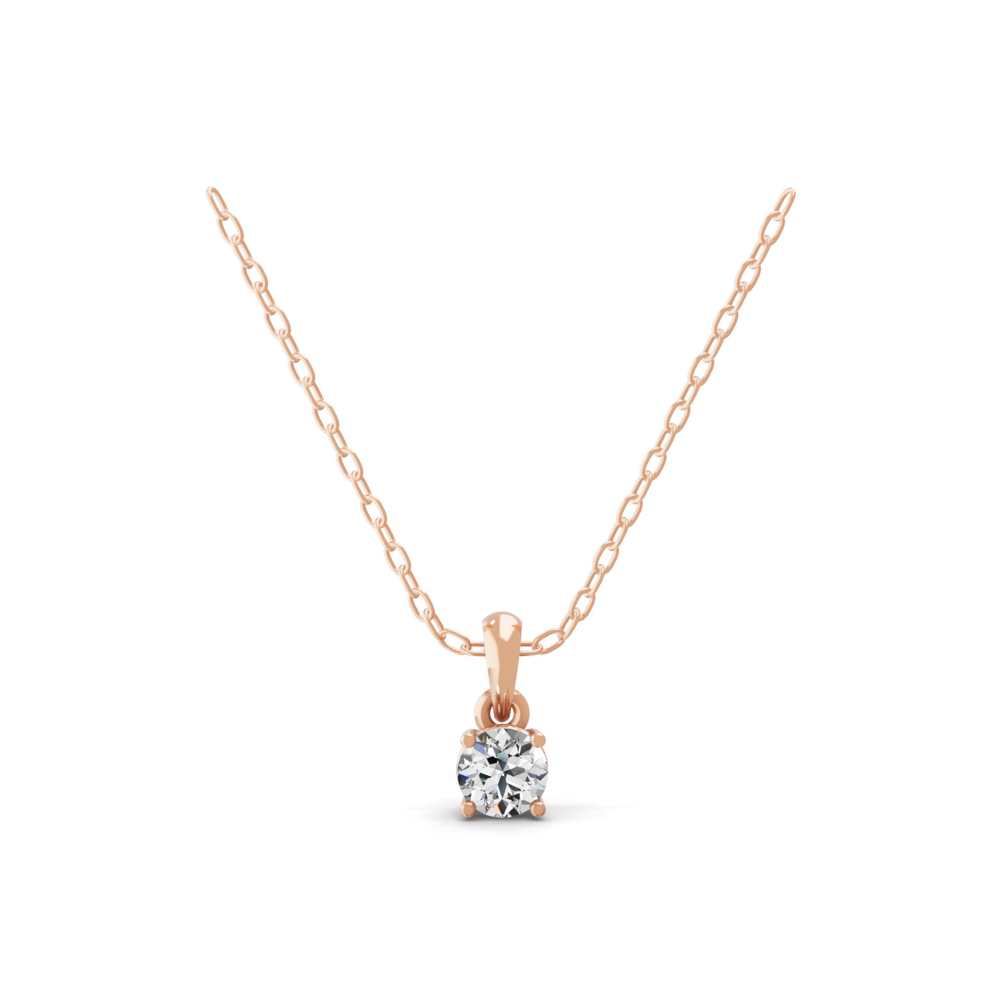 Lab Grown Round Cut Diamond 0.50Ct 14K Gold Solitaire Pendant Necklace
