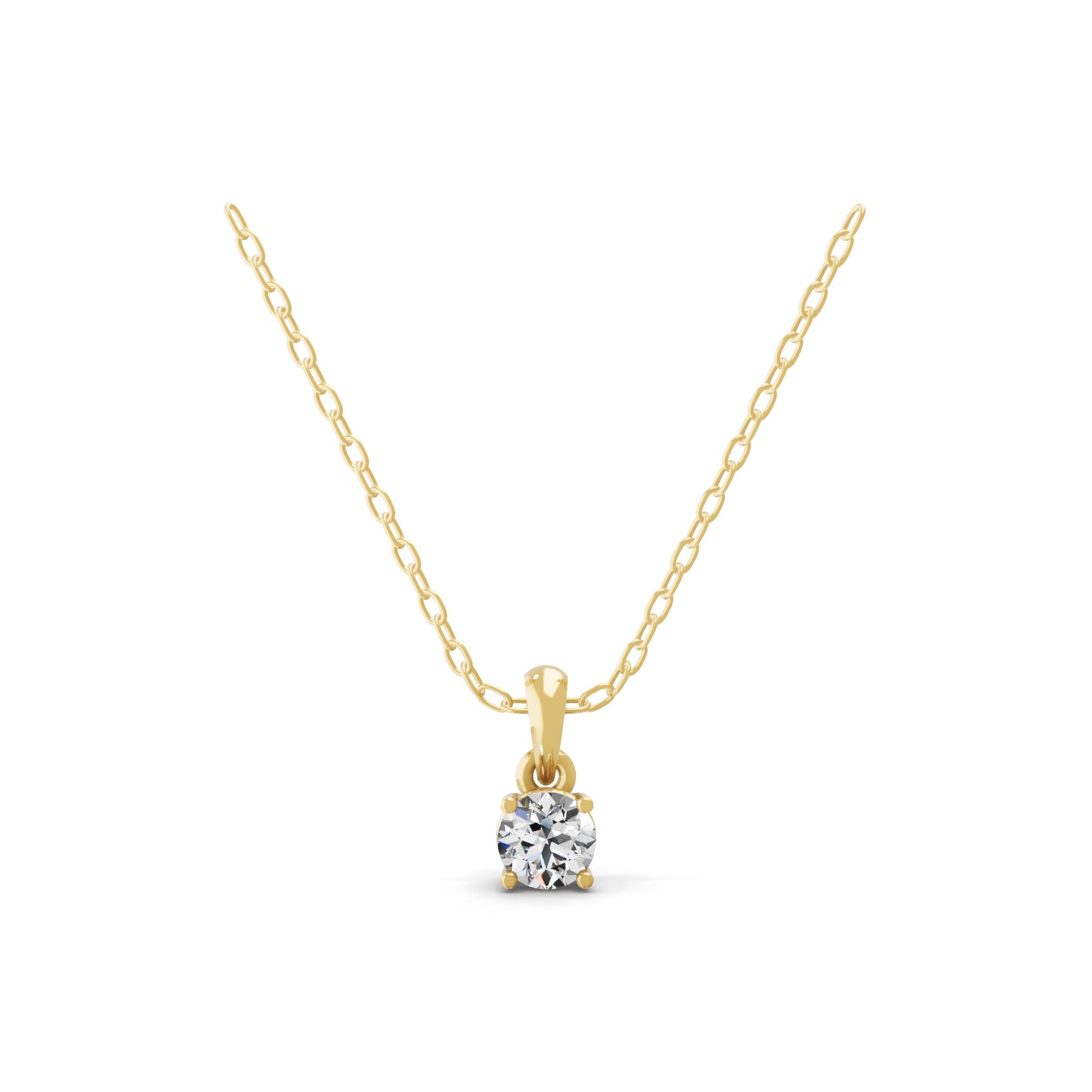 Lab Grown Round Cut Diamond 0.50Ct 14K Gold Solitaire Pendant Necklace
