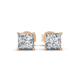 0.50Ct Lab Grown Diamond Square Cut Solitaire Stud Earrings 14K Fine Gold