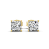 0.50Ct Lab Grown Diamond Square Cut Solitaire Stud Earrings 14K Fine Gold