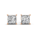 Square Cut 1.00Ct Solitaire Stud Earrings Lab Grown Diamond 14K Fine Gold