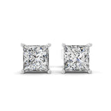 Square Cut 1.00Ct Solitaire Stud Earrings Lab Grown Diamond 14K Fine Gold