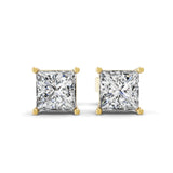 Square Cut 1.00Ct Solitaire Stud Earrings Lab Grown Diamond 14K Fine Gold