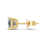 Square Cut 1.00Ct Solitaire Stud Earrings Lab Grown Diamond 14K Fine Gold