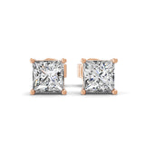 Solitaire Square Lab Grown Diamond 14K Fine Gold Stud Earrings 0.56Ct