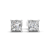 Solitaire Square Lab Grown Diamond 14K Fine Gold Stud Earrings 0.56Ct