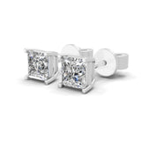 Solitaire Square Lab Grown Diamond 14K Fine Gold Stud Earrings 0.56Ct