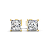 Solitaire Square Lab Grown Diamond 14K Fine Gold Stud Earrings 0.56Ct
