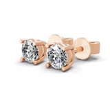Lab Grown Round Diamond Solitaire 14K Fine Gold 0.50Ct Stud Earrings