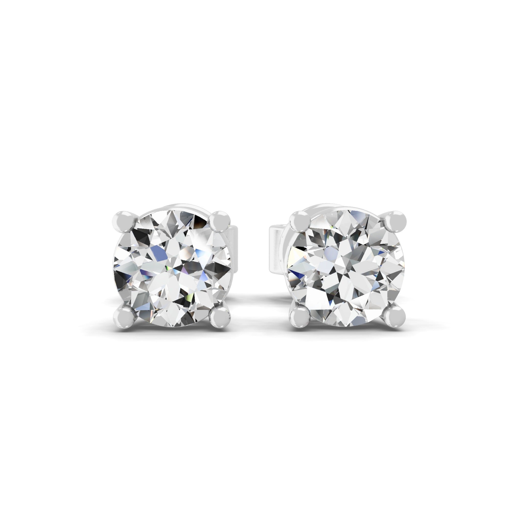 Lab Grown Round Diamond Solitaire 14K Fine Gold 0.50Ct Stud Earrings
