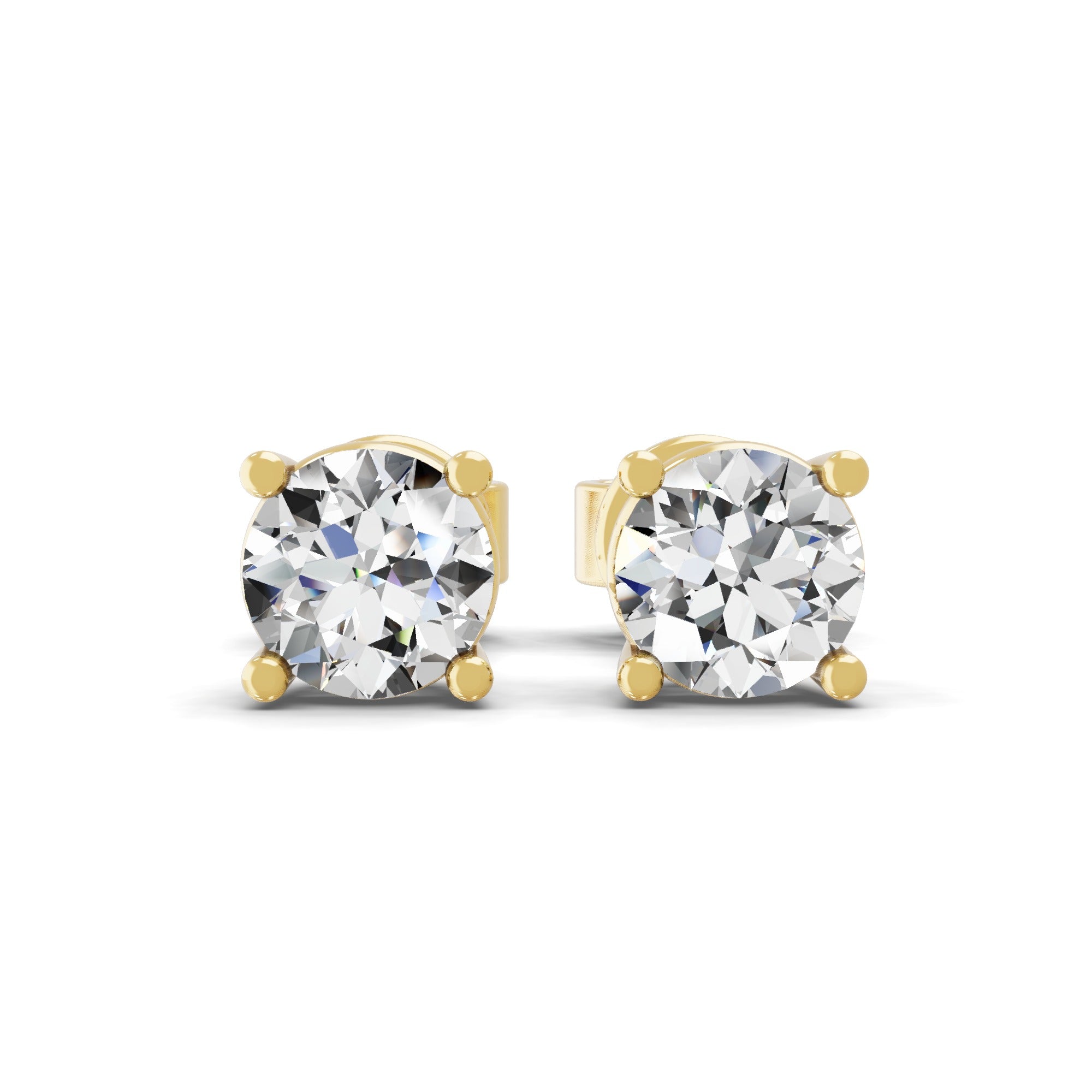 Lab Grown Round Diamond Solitaire 14K Fine Gold 0.50Ct Stud Earrings