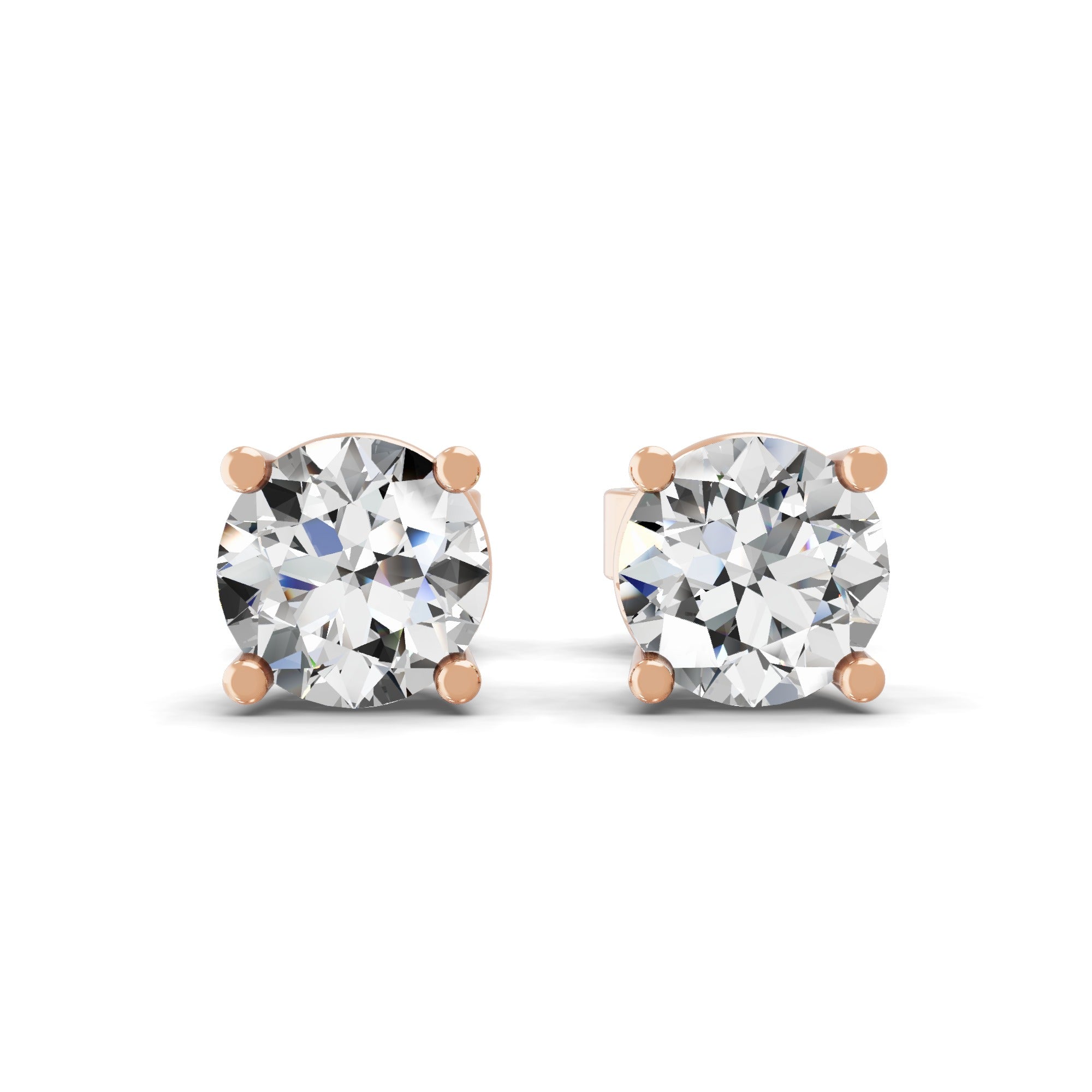 Solitaires Stud Lab Grown Diamond 1.00Ct 14K Fine Gold Earrings