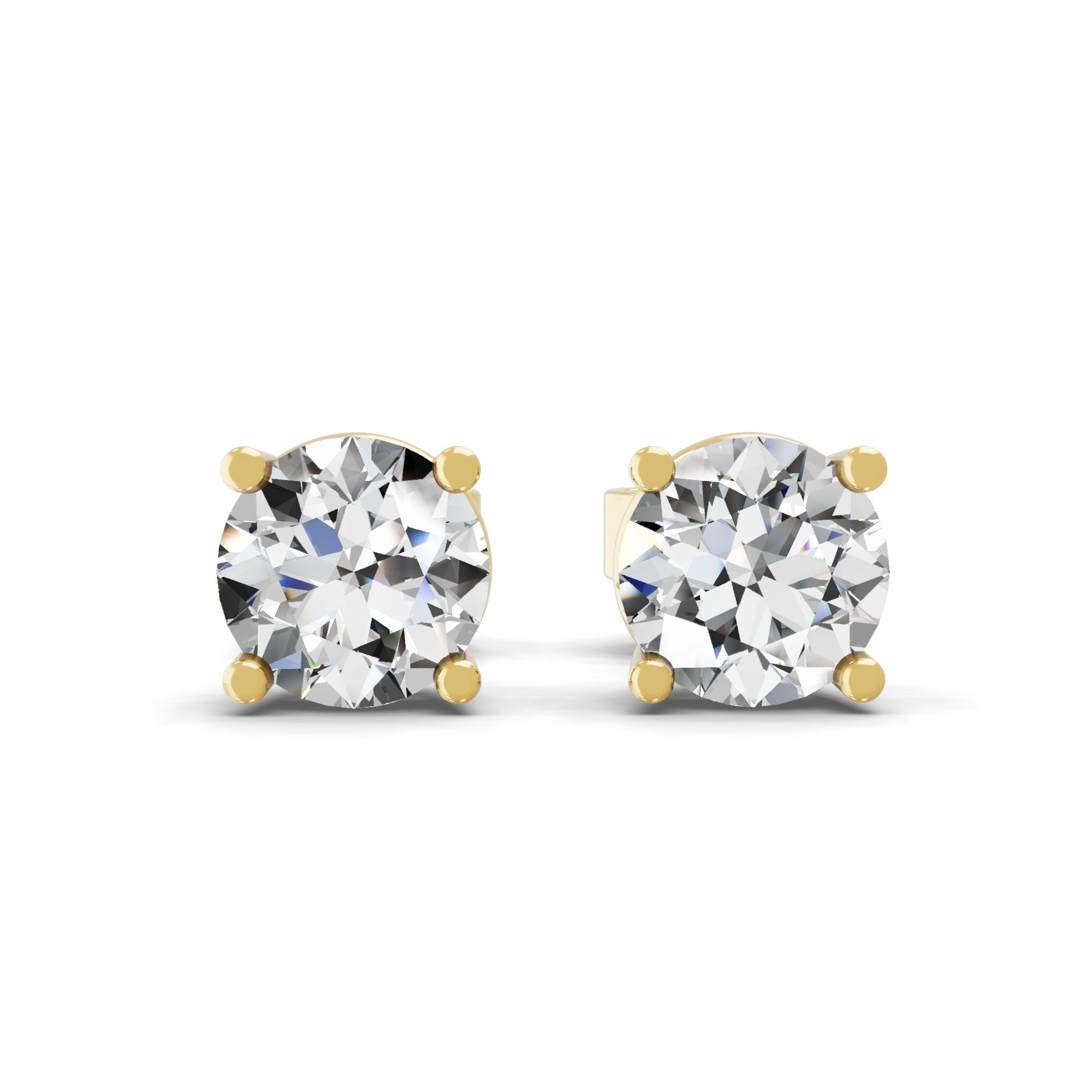 Solitaires Stud Lab Grown Diamond 1.00Ct 14K Fine Gold Earrings