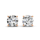 Solitaire Round Lab Grown Diamond 14K Fine Gold Stud Earrings 1.84Ct