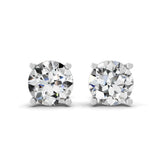 Solitaire Round Lab Grown Diamond 14K Fine Gold Stud Earrings 1.84Ct