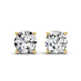 Solitaire Round Lab Grown Diamond 14K Fine Gold Stud Earrings 1.84Ct