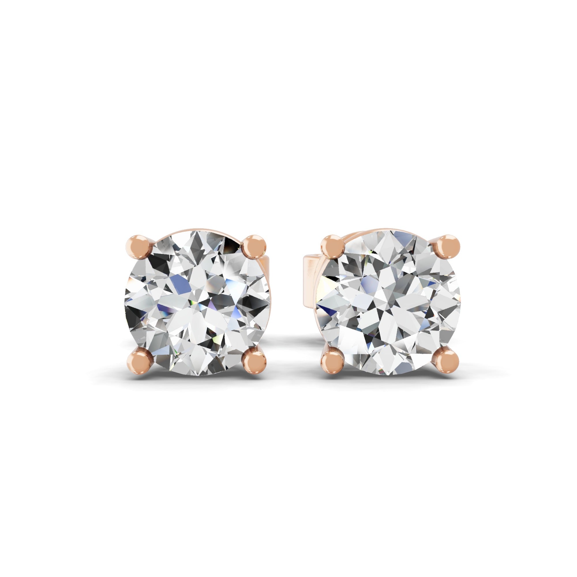 0.70Ct Lab Grown Diamond Round Cut Solitaire Stud Earrings 14K Fine Gold