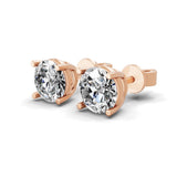 Lab Grown Round Diamond Solitaire 14K Fine Gold 1.50Ct Stud Earrings