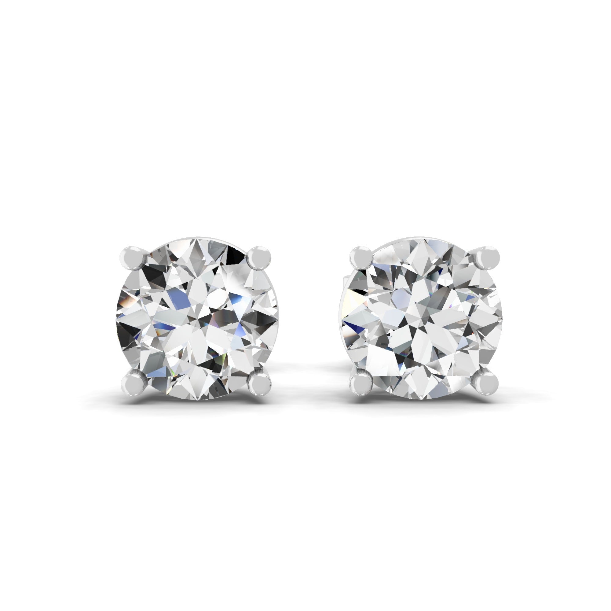 Lab Grown Round Diamond Solitaire 14K Fine Gold 1.50Ct Stud Earrings