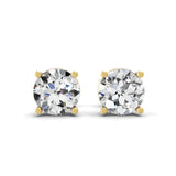 Lab Grown Round Diamond Solitaire 14K Fine Gold 1.50Ct Stud Earrings