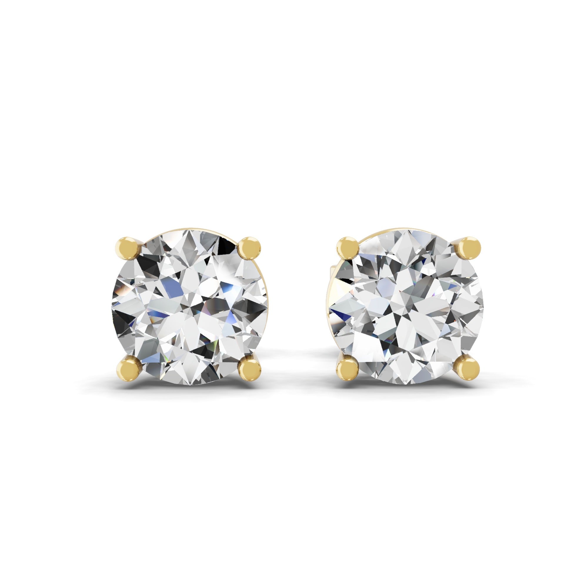 Lab Grown Round Diamond Solitaire 14K Fine Gold 1.50Ct Stud Earrings